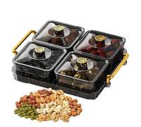 Divided Fruit Box - 4 Grids/6 Grids Divided Snack Tray with Lid - Compartmented Dry Fruit Box Not Easy to Cross-Flavor Non-Slip Bottom Easy to Clean for Spices, Candy, Fruits, Nuts, Snacks