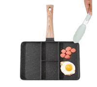 Divided Grill Pan - 4 Section Nonstick Skillet, Induction Compatible | Multi Compartment Frying Pan, Cook Breakfast Eggs Bacon Pancakes | Square Divided Griddle Cast Iron Style Aluminum Cookware