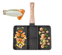 Divided Grill Pan - Multi-Part Breakfast Pan, Portable Egg And Bacon Pan | Anti-Aluminum Pan With Ergonomic Handle For Camping And Home Cooking