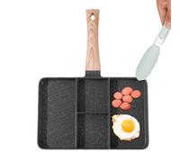 Divided Grill Pan - Nonstick Sectioned Griddle, Multi-Cooking Frying Pan | BBQ Breakfast Grilling Pan with Dividers, Cooking Multiple Foods Grill Pan, Nonstick Breakfast Skillet for Steak Baking Eggs