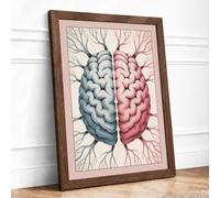 Divided Mind Modern Framed Wall Art Print A2 (59.4×42cm) Walnut, Wall