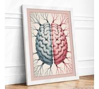 Divided Mind Modern Framed Wall Art Print A2 (59.4×42cm) White, Wall