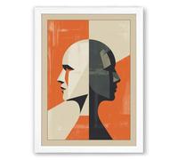Divided Minds Art Deco Framed Wall Art Print A3 (42×29.7cm) White, Wall Decor for Living Room, Bedroom, Office & Home, Ready to Hang, Art Gift