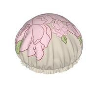 Divided Peach Blossoms One Size Shower cap with double layer waterproof fabric, suitable for bathing and skin care
