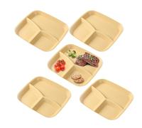Divided Plate | 3 Compartment Reusable Serving Bowl | 5 Pack Plates With Compartments | For Adults In The Kitchen For Cooking And Eating Fruit Vegetables Lettuce Rice And Cheese