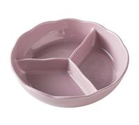 Divided Plate for Adults Reusable Ceramic Serving Platter with 3 Compartments, Microwave and Dishwasher Safe Dish 8'' Portion Control Tray(Purple)