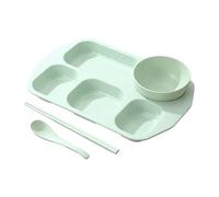 Divided Plates, 5 Compartment Portion Plates for Adults Kids, with Bowl, Chopsticks & Spoon, Microwave and Dishwasher Safe