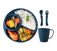 Divided Plates - Divided Reusable Lunch Tray, Weight Loss Serving Plate Set, Breakfast Plate Set with 3 Compartments | Tableware Set for Office, Cafeteria, Parties, Catering, Food