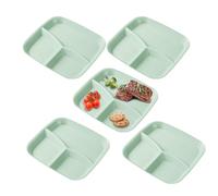 Divided Plates for Adults, Serving Tray with 3 Compartments | 5 Piece Set with Dividers | for Adults, Home Cooking, Eating Fruits, Vegetables, Salad, Rice, Cheese and Cake