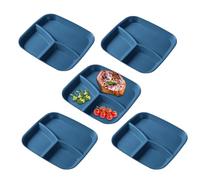 Divided Plates for Adults - Serving Tray with 3 Compartments | Set of 5 Divided Plates, for Adults, for Home Kitchen, Cooking, Eating, Fruits, Vegetables and Salad
