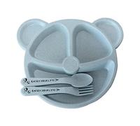 Divided Plates Set 3-Compartment Leakproof for Toddler Kids Blue 7.87 Inch