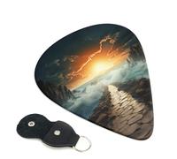 Divided Sea Pathway Guitar Plectrums, 6 Guitar Plectrums, Double Sided Printing, For Acoustic Guitar, Bass, Ukulele, Electric Guitar (0.46 Mm 0.71 Mm 0.96 Mm)