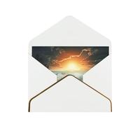 Divided Sea Pathway Luxury Pearl Paper Greeting Card With Gold Border, Blank Inside, With Envelope - Birthday, Wedding, Christmas, Valentine