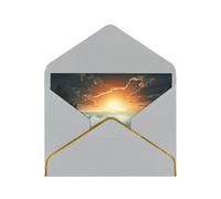 Divided Sea Pathway Luxury Pearl Paper Greeting Card With Gold Border, Blank Inside, With Envelope - Birthday, Wedding, Christmas, Valentine