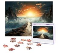 Divided Sea Pathway Puzzles 500 Pieces Personalized Jigsaw Puzzles with storage bag Photos Puzzle for Adults Challenging Picture Puzzle for Men Women Home Decor (52x38 CM)
