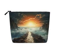 Divided Sea Pathway Toiletry Bags for Women, Portable Travel Cosmetic Bag, Daily Organiser with Zipper