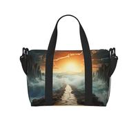 Divided Sea Pathway Travel Tote Bag Unisex, Water-Resistant Weekend Gym Bag, Large Capacity Adjustable Shoulder Strap Travel Bag