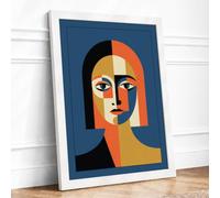 Divided Self Art Deco Framed Wall Art Print A4 (29.7×21cm) White, Wall Decor for Living Room, Bedroom, Office & Home, Ready to Hang, Art Gift