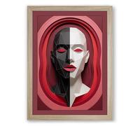 Divided Self Modern Framed Wall Art Print A2 (59.4×42cm) Oak, Wall Decor for Living Room, Bedroom, Office & Home, Ready to Hang, Art Gift