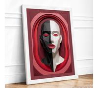 Divided Self Modern Framed Wall Art Print A3 (42×29.7cm) White, Wall Decor for Living Room, Bedroom, Office & Home, Ready to Hang, Art Gift