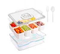 Divided Serving Board - Container with Ice Pack - Reusable Organiser Serving Plate Student School Picnic Hiking Camping Reliable Cooling - Ideal for Trips to the Sea or Outdoor
