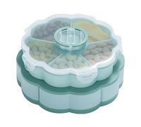 Divided Serving Bowl 2 Tier Flower Shaped Swivel Container | 10-Snack Bowl with Lid for Kitchen, Picnic, Party, Buffet, Brunch, Lunch, Bar, Home, Outdoor, Camping,