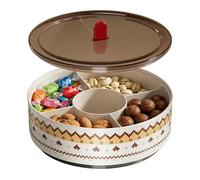 Divided Serving Bowl with Lid, Divided Bowl With Clear Lid And 5 Compartments,Fruit Dish | For Pistachios Cherry Blueberry Snacks Candy On The Go Food Fruit Nuts Party