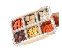 Divided Serving Dish 6-Compartment Stainless Steel Leakproof Container | Vegetable Serving Tray with Lid for Brunch Lunch Dinner Housewarming Thanksgiving Christmas Halloween