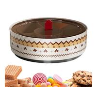 Divided Serving Plate with Lid, Rotating Split Crockery with Clear Lid and 5 Compartments - Serving Plate for Snacks Sweets Nuts Pistachios and On the Go Consumption