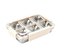 Divided Serving Platter 6-Compartment Stainless Steel Portable Organizer | Divided Tray with Lid for Dinner Housewarming Thanksgiving Christmas Halloween Brunch Lunch