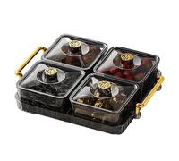 Divided Serving Platter,Party Platter Tray Portable Transparent Modern Light Luxury Anti-Slip Divided Snack Tray with Lid and Moveable Compartment for Candy, Fruits, Nuts, Snacks