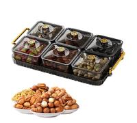 Divided Serving Platter,Party Platter Tray Portable Transparent Modern Light Luxury Anti-Slip Divided Snack Tray with Lid and Moveable Compartment for Candy, Fruits, Nuts, Snacks