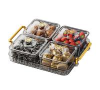 Divided Serving Platter,Party Platter Tray Portable Transparent Modern Light Luxury Anti-slip Divided Snack Tray With Lid And Moveable Compartment For Candy, Fruits, Nuts, Snacks
