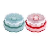 Divided Serving Tray | 2-Layer Flower Shape Rotating Dishes - 10 Compartments Snack Tray with Lid | For Picnic Party Buffet Brunch Dinner Lunch Bar Home Outdoor Camping