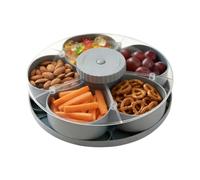 Divided Serving Tray - Rotating Vegetable Salad Serving Lidded Plate,Snack Box with Compartments - for Home, Kitchen, Dining Room, Living Room, Picnic, Garden BBQ, Camping