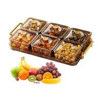 Divided Serving Tray - Snack Platters Organizer, Portable Transparent Divided Snack Tray With Lid For Candy, Fruits, Nuts, Snacks