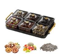 Divided Serving Tray - Snack Platters Organizer, Portable Transparent Divided Snack Tray With Lid For Candy, Fruits, Nuts, Snacks