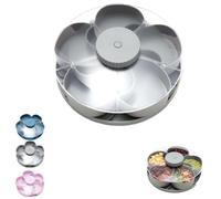 Divided Serving Tray That Spins-Perfect for Snacks, Dips & Party Appetizers, Large Snack Spinner, Rotating Lazy Susan Charcuterie Board, Portable Travel Snackle Box with Rotating Cover (Gray)