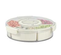 Divided Serving Tray with Lid and Handle 6 Compartment Snack Box Airtight Seal Portable Snack Tray Removable Platters Snack Container for Snack Food Veggie Fruits Nuts,for Picnic Party Travel