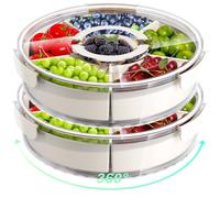 Divided Serving Tray with Lid and Handle,Large Snack Spinner,Snackle Box Container, Multi-Purpose Food Platter for Charcuterie Veggie Fruit, Taco Tuesday Movie Night Travel Beach Picnic Essentials