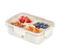 Divided Serving Tray with Lid and Handle,Snack Tray with 8 Compartment Snackle Box Container,Travel charcuterie Board for Picnic,Road Trip (4 Compartments)