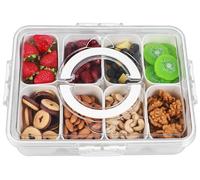 Divided Serving Tray with Lid and Handle - Snackle Box Charcuterie Platter Portable Storage Organizer Container for Fruit, Candy, Veggie, Nuts, Spices& Snacks, Perfect for Party, Travel& Picnic
