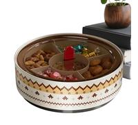 Divided Serving Tray with Lid | Divided Rotating Clear Lid Container with 5 Compartments - Serving Fruit Trays,for Pistachios Cherries Blueberries Snacks Candies Travel Eating Fruit Nuts Birthday Even