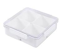 Divided Serving Tray with Lid, Food Grade Snack Tray with 4 Compartment, Removable Reusable Platters Food Storage Container for Appetizers, Sliced Fruits