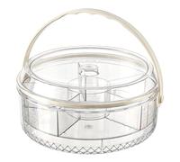 Divided Serving Tray with Lid, Ice Chilled Fruit Food Platter for Party | 5-Compartment Storage, Sealable Freshness, Portable, Ideal for Picnic BBQ Party Kitchen