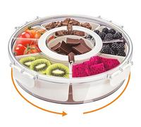 Divided Snack Box with Lid Handle & 6 Removable Compartments,Portable Serving Tray for Home Party Picnic,Kitchen Meal Prep Container,Reusable Rotating Snackle Boxes for Veggie,Fruits,Seasoning Storage