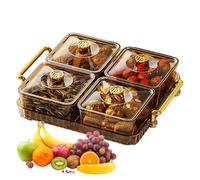 Divided Snack Tray | Snack Party Appetizer Tray, Portable Clear Elegant Durable Removable Fashion Sectioned Serving Tray with Lid & Handle for Snacks Appetizers Nuts Candy