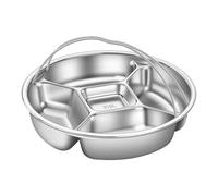 Divided Snack Tray, Stainless Steel Serving Plate, Sectional Food Platter, Multi Compartment Fruit Dish, Sturdy Heat Safe Design for Home Apartment Parties Family Nights Friend Picnics Use