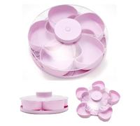 Divided Spin & Snack Serving Tray, Rotating Lazy Susan Charcuterie Board, Multi-Compartment Food Organizer, Portable Travel Snackle Box With Rotating Lid - Ideal Hostess Gift(Pink)
