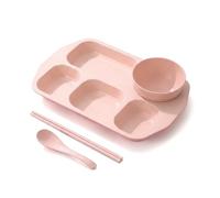 Divided Student Meal Plate Set with Bowl and Tableware Economical Drop-Proof Divided Food Plate Plastic Fat-Loss Meal Plate School